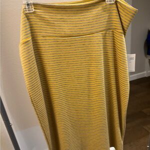 LuLaRoe Yellow and Gray Striped Pencil Skirt